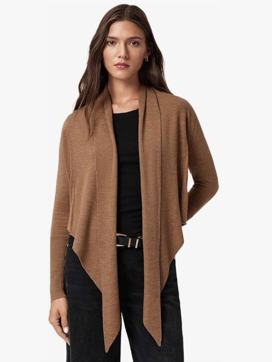 All Saints Sweaters - AllSaints Wasson Lightweight Pirate Cardigan, Camel Brown NWT